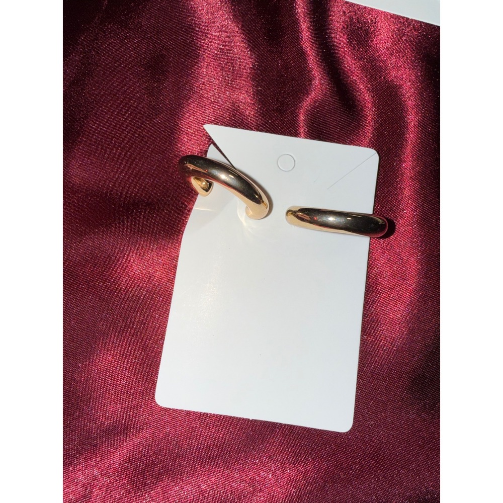 Loft Gold Tone Chunky Hoop Earrings Polished High Shine Post Back Jewelry